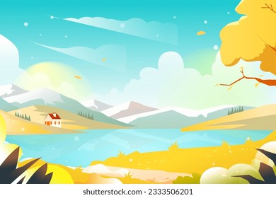 Beginning of autumn solar terms and autumn outing, autumn farmers have a bumper harvest of grain vector illustration