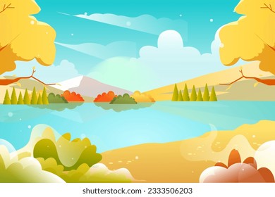 Beginning of autumn solar terms and autumn outing, autumn farmers have a bumper harvest of grain vector illustration