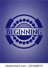 Beginning badge with denim background
