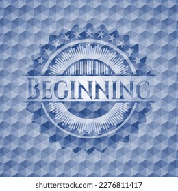 Beginning blue hexagon emblem. Vector Illustration. Detailed. 