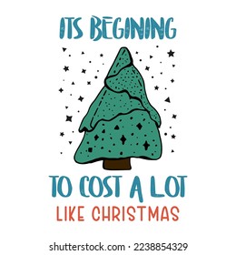 it's beginning to cost a lot like Christmas Retro Design with hand drawn tree and stars. Good for greeting card and t-shirt print, flyer, poster design, mug.