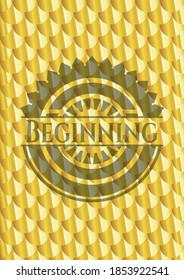 Beginning gold emblem or badge. Scales pattern. Vector Illustration. Detailed. 