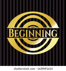 Beginning golden emblem. Vector Illustration. Detailed.