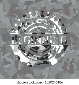 Beginning grey camouflage emblem. Vector Illustration.