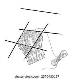 beginning of knitting on five needles