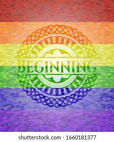 Empieza el emblema de colores de lgbt. Ilustración vectorial. Mosaico.