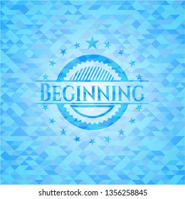 Beginning light blue emblem with triangle mosaic background