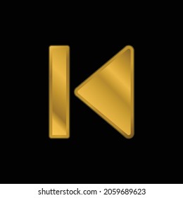 Flecha de botón de medios de inicio icono metálico chapado en oro o vector de logotipo