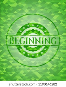 Beginning realistic green mosaic emblem