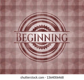 Beginning red seamless geometric badge.