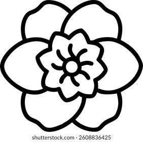 Begonia Flower Outline with Asymmetrical Petals Vector Silhouette Design