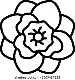 Begonia Flower Outline with Asymmetrical Petals Vector Silhouette Design