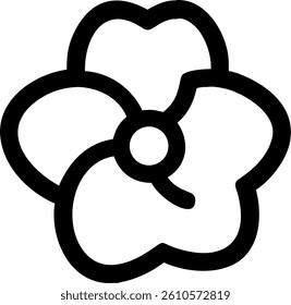 Begonia Flower Outline with Asymmetrical Petals Vector Silhouette Design