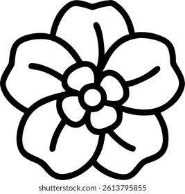 Begonia Flower Outline with Asymmetrical Petals Vector Silhouette Design