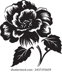 Begonia Flower Silhouette Vector Illustration White Background