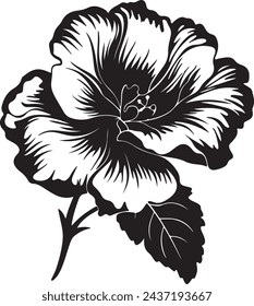 Begonia Flower Silhouette Vector Illustration White Background