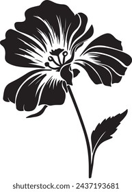 Begonia Flower Silhouette Vector Illustration White Background