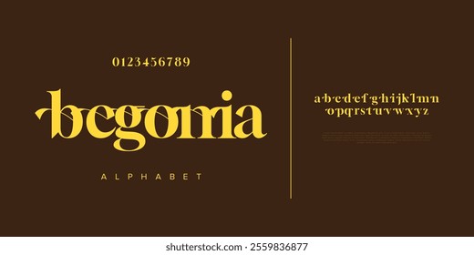 Begonia typography beauty fashion elegant minimalist serif italic fonts decorative wedding vintage retro logos. Minimal luxury font alphabet logo. Vector illustration