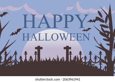 begron vector halloween party, dark and spooky, with pumpkin and moon