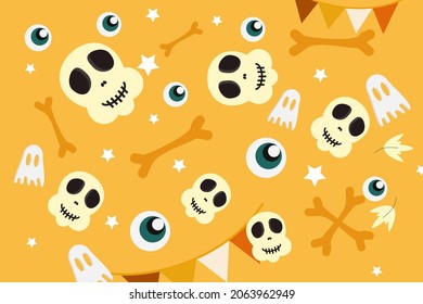 begron vector pattern pumpkin skull, scary eyes