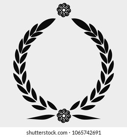 beground white icon laurel wreath, sports label, vector illustration