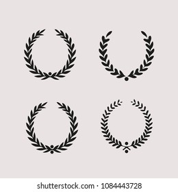beground white laurel wreath set icon , sports label wreath