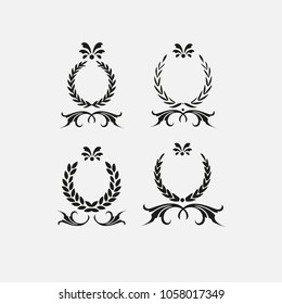 beground white set icon laurel wreath, sports label, vector illustration