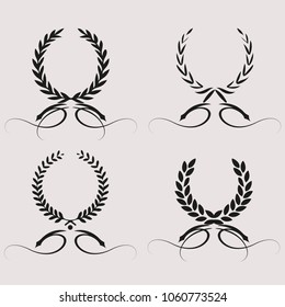 beground white set icon laurel wreath, sports label, vector illustration