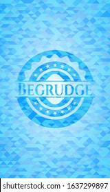 Begrudge realistic light blue emblem. Mosaic background