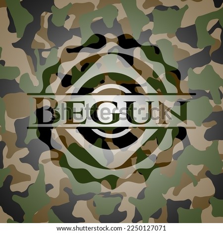 Begun camouflaged emblem. Vector Illustration. Detailed. 