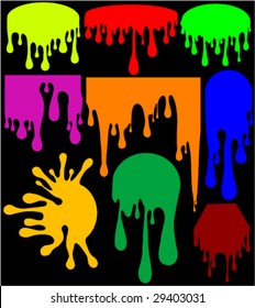 The begun to flow paint, symbols, abstract signs
