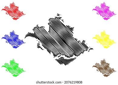 Begusarai district (Bihar State, Munger division, Republic of India) map vector illustration, scribble sketch Begusarai map