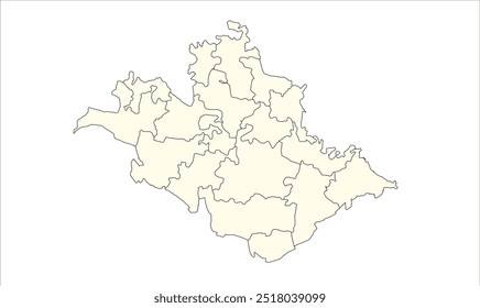 Begusarai Bezirkskarte leer, Begusarai Bezirk, Bihar Staat, Republik Indien, Regierung von Bihar, indisches Territorium, Ostindien, Politik, Dorf, Tourismus