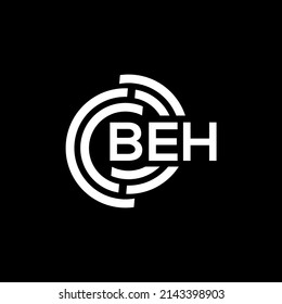 BEH letter logo design on black background. BEH creative initials letter logo concept. BEH letter design.
