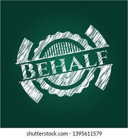 Behalf chalkboard emblem written on a blackboard. Vector Illustration. Detailed.