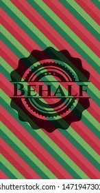 Behalf christmas style badge. Vector Illustration. Detailed.