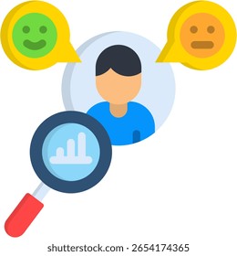 Ilustração de vetor plano de ícone de análise de comportamento