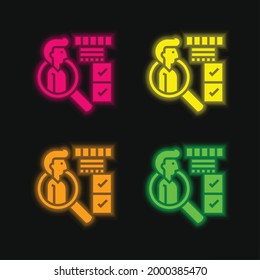 Behavior four color glowing neon vector icon