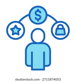 Ícone de comportamento Ilustração do vetor de estilo de cor azul