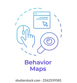 Behavior maps blue gradient concept icon. Improving user experience. Website visitor tracking method. Round shape line illustration. Abstract idea. Graphic design. Easy to use in presentation