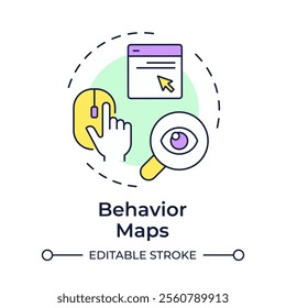 Behavior maps multi color concept icon. Improving user experience. Website visitor tracking method. Round shape line illustration. Abstract idea. Graphic design. Easy to use in presentation