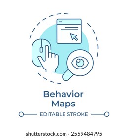 Behavior maps soft blue concept icon. Improving user experience. Website visitor tracking method. Round shape line illustration. Abstract idea. Graphic design. Easy to use in presentation