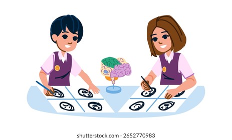 comportamento psicologia escola educação vetor. aprendizagem do desenvolvimento, memória da motivação, emoção inteligência comportamento psicologia escola educação personagem. pessoas desenho animado plano ilustração
