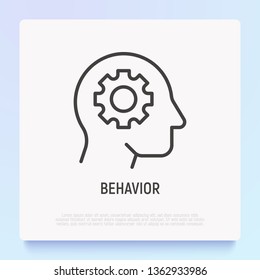 Behavior Thin Line Icon: Wheel In Human Head. Modern Vector Illustration.