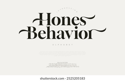 Behavior typography beauty fashion elegant minimalist serif italic fonts decorative wedding vintage retro logos. Minimal luxury font alphabet logo. Vector illustration