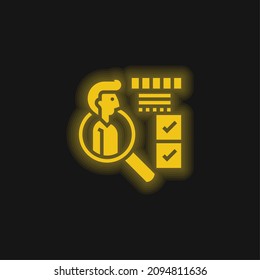 Icono de neón brillante amarillo de comportamiento