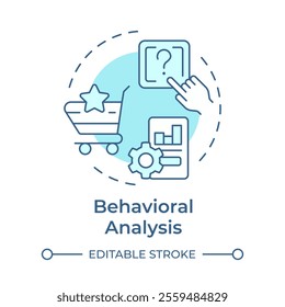 Behavioral analysis soft blue concept icon. Creating targeted marketing campaigns. Customers service. Round shape line illustration. Abstract idea. Graphic design. Easy to use in infographic