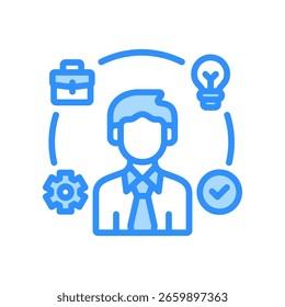 Icono de competencia conductual Ilustración vectorial de color azul
