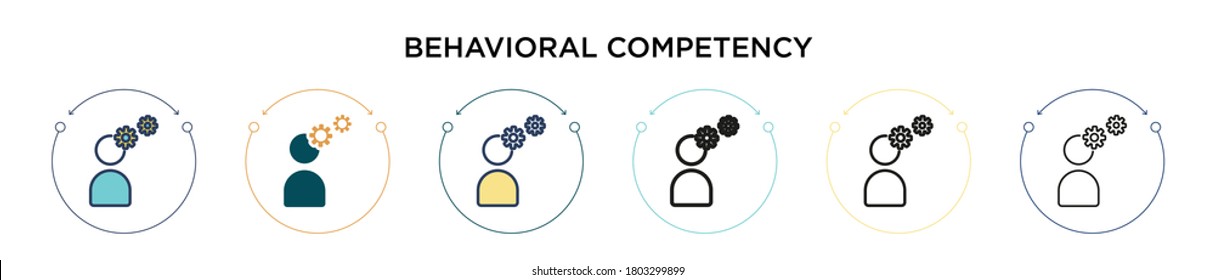 Behavioral competency icon in filled, thin line, outline and stroke style. Vector illustration of two colored and black behavioral competency vector icons designs can be used for mobile, ui, web