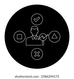 Behavioral Data Analysis Icon– Decision Making and User Behavior Insights. Editable Stroke Icon.